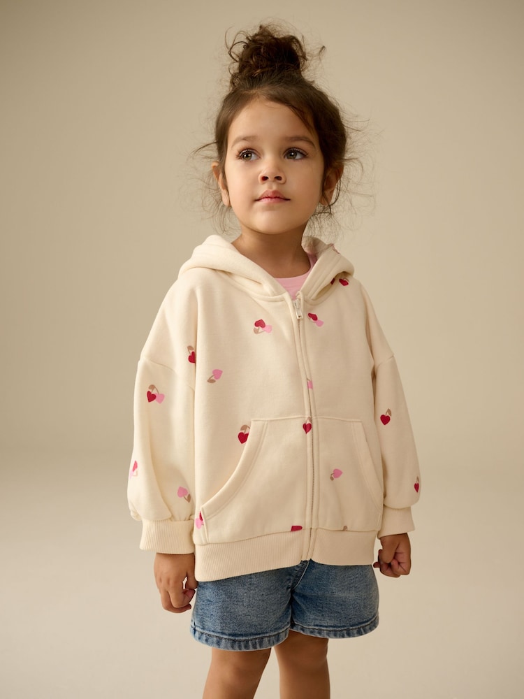 Cream Imprimé cerises - Sweat à capuche (3mths-7yrs) - Image 1 of 8