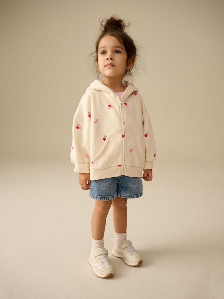Cream Imprimé cerises - Sweat à capuche (3mths-7yrs) - Image 2 of 8