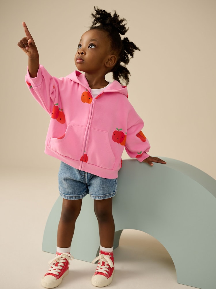 Pink Apple Print Hoodie (3mths-7yrs) - Image 2 of 7