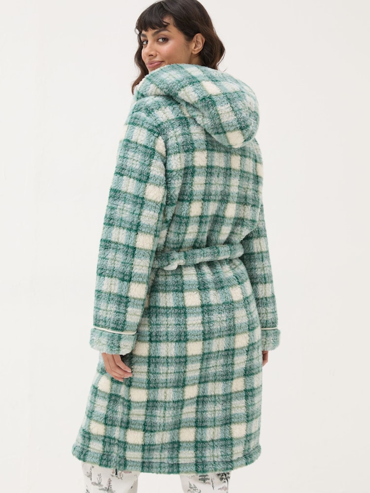 FatFace Borg Green Check Dressing Gown - Image 2 of 6