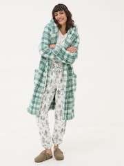 FatFace Borg Green Check Dressing Gown - Image 3 of 6