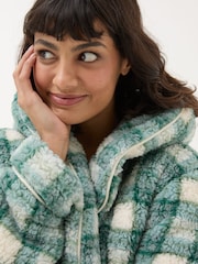 FatFace Borg Green Check Dressing Gown - Image 4 of 6
