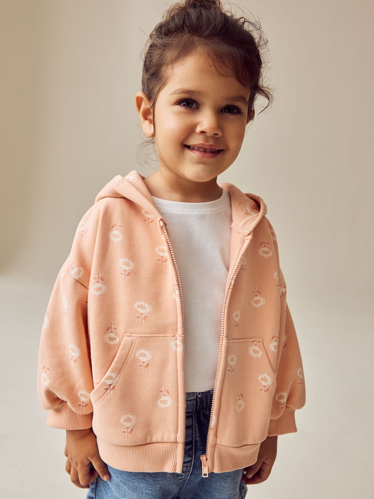 Peach Ditsy Print - Sweat à capuche (3mths-7yrs) - Image 4 of 8