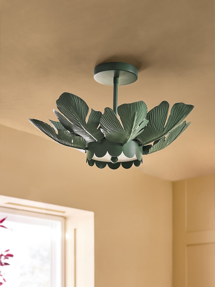 Nina Campbell Green Banyan Flush Ceiling Light - Image 1 of 4