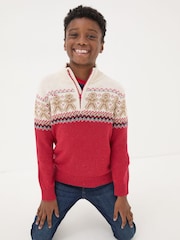 Red Gingerbread Fairisle Pattern Jumper - Image 1 of 5