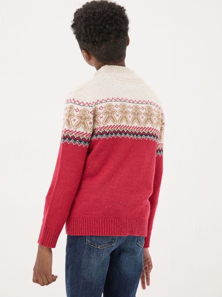Red Gingerbread Fairisle Pattern Jumper - Image 2 of 5