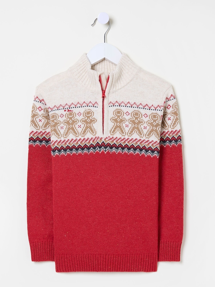 Red Gingerbread Fairisle Pattern Jumper - Image 5 of 5