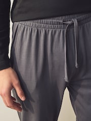 Musta/harmaa - Pitkä hiha Cuffed 100% puuvillaa pyjama - Kuva 5 / 10
