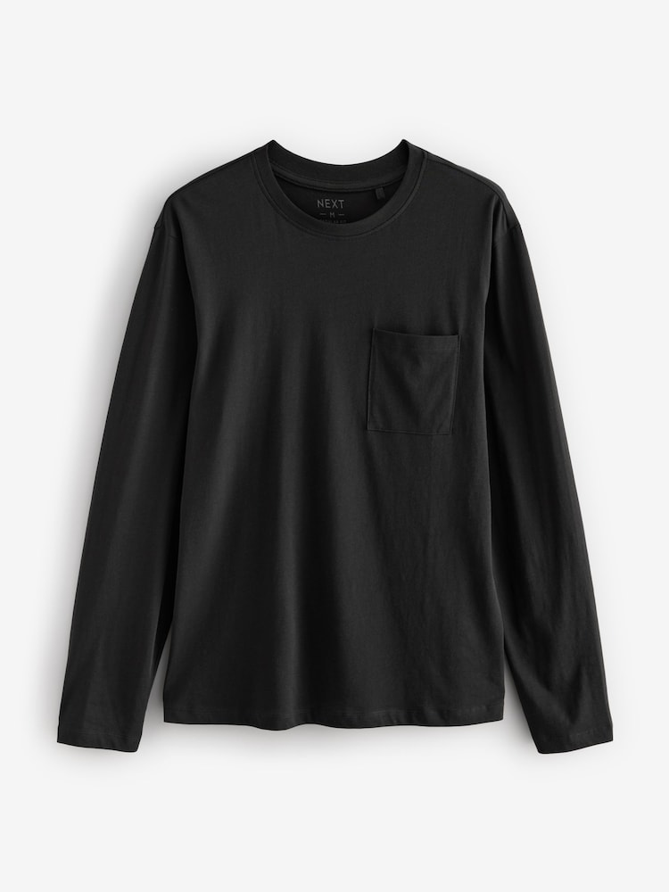 Zwart/grijs - Long Sleeve Cuffed 100% Cotton Pyjamas - Image 7 of 10