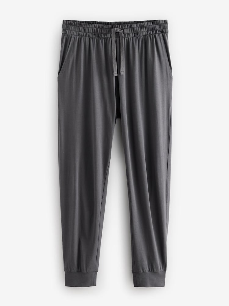 Zwart/grijs - Long Sleeve Cuffed 100% Cotton Pyjamas - Image 8 of 10