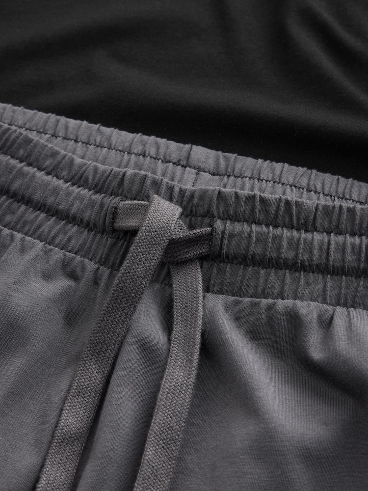 Zwart/grijs - Long Sleeve Cuffed 100% Cotton Pyjamas - Image 9 of 10