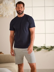 Blue/Grey Jersey Pyjamas Shorts Set - Image 1 of 13