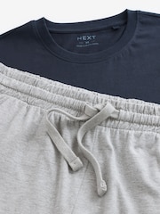 Blue/Grey Jersey Pyjamas Shorts Set - Image 12 of 13