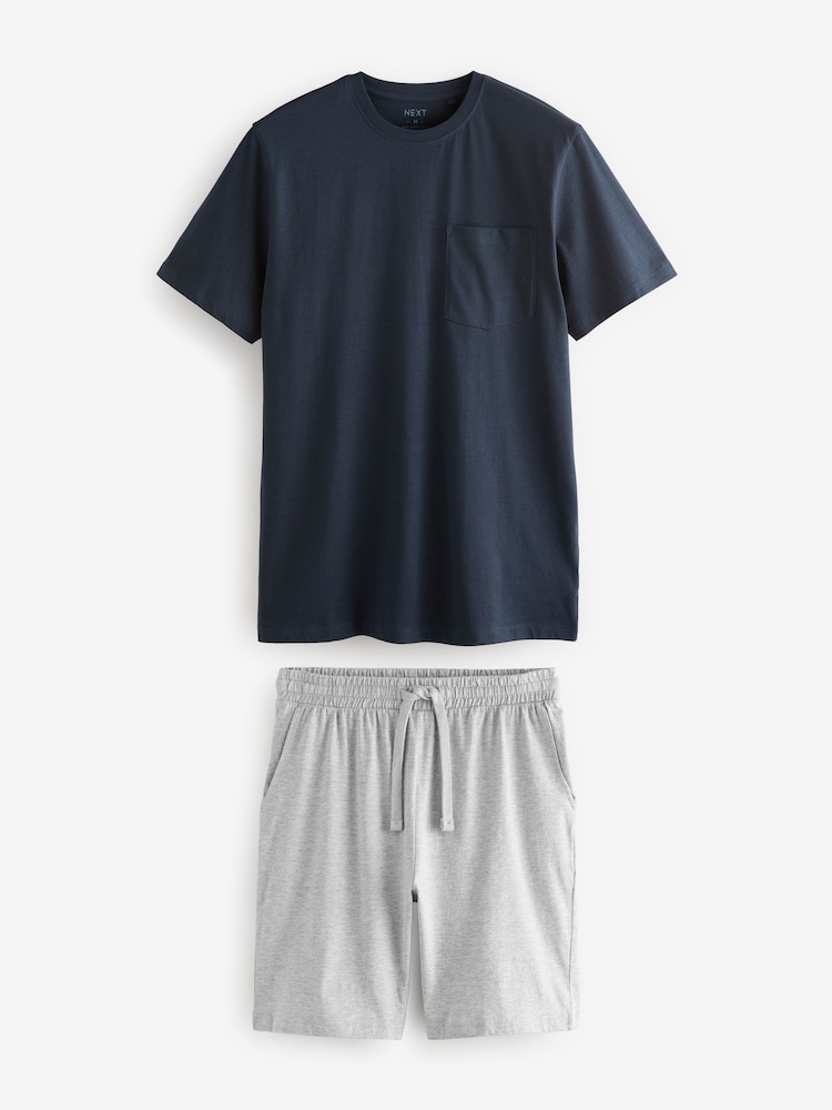 Bleu/Gris - Ensemble short de pyjama en jersey - Image 8 of 13