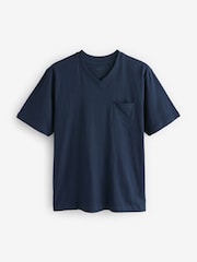 Navy Blue/Tan V-Neck Jersey Pyjamas 100% Cotton Shorts Set 3 Pack - Image 4 of 9