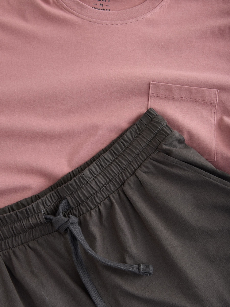 Green/Neutral Jersey Short Pyjamas 2 Pack - Image 11 of 13