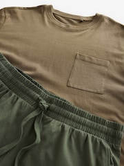 Green/Neutral Jersey Short Pyjamas 2 Pack - Image 12 of 13
