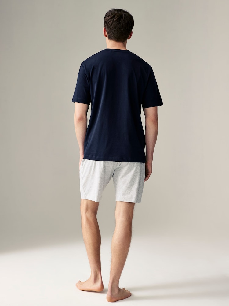 Bleu marine/Gris/Bleu - Ensemble pyjama short en jersey 3 Pack - Image 6 of 17