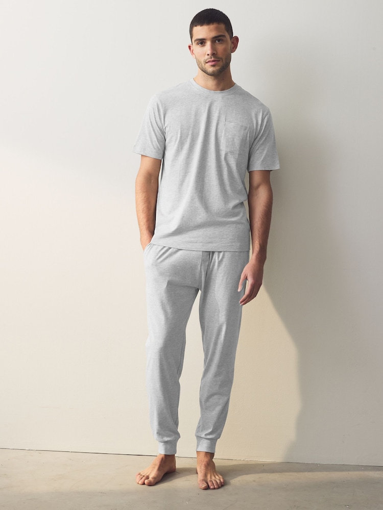Bleu marine/gris - Pyjama à manchettes 2 Pack - Image 4 of 12