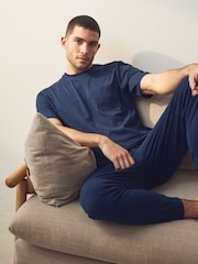 Navy Blue/Grey Cuffed Cuffed Pyjamas 2 Pack - Image 5 of 12