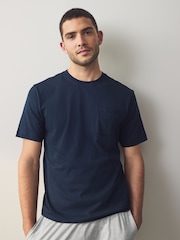 Navy Blue/Grey Marl Cuffed Jersey Pyjamas Set - Image 4 of 10