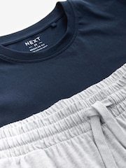 Navy Blue/Grey Marl Cuffed Jersey Pyjamas Set - Image 9 of 10