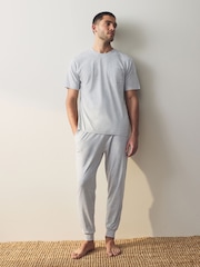 Bleu marine/gris - Cuffed 100% Cotton Pyjamas 3 Pack - Image 3 of 14