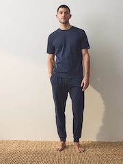 Bleu marine/gris - Cuffed 100% Cotton Pyjamas 3 Pack - Image 4 of 14