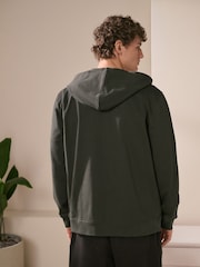 Khaki Green 100% Cotton Lightweight Zip Up Hoodie - Image 2 of 8