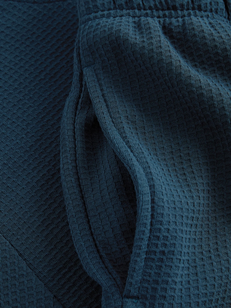 Teal Blue Soft Waffle Long Sleeve Pyjamas Set - Image 14 of 14