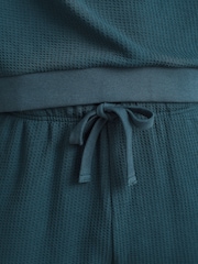 Teal Blue Soft Waffle Long Sleeve Pyjamas Set - Image 7 of 14