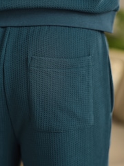 Teal Blue Soft Waffle Long Sleeve Pyjamas Set - Image 8 of 14