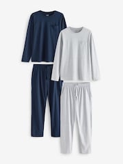 Bleu marine/gris - Ensemble pyjama en jersey à manches longues - Image 1 de 12