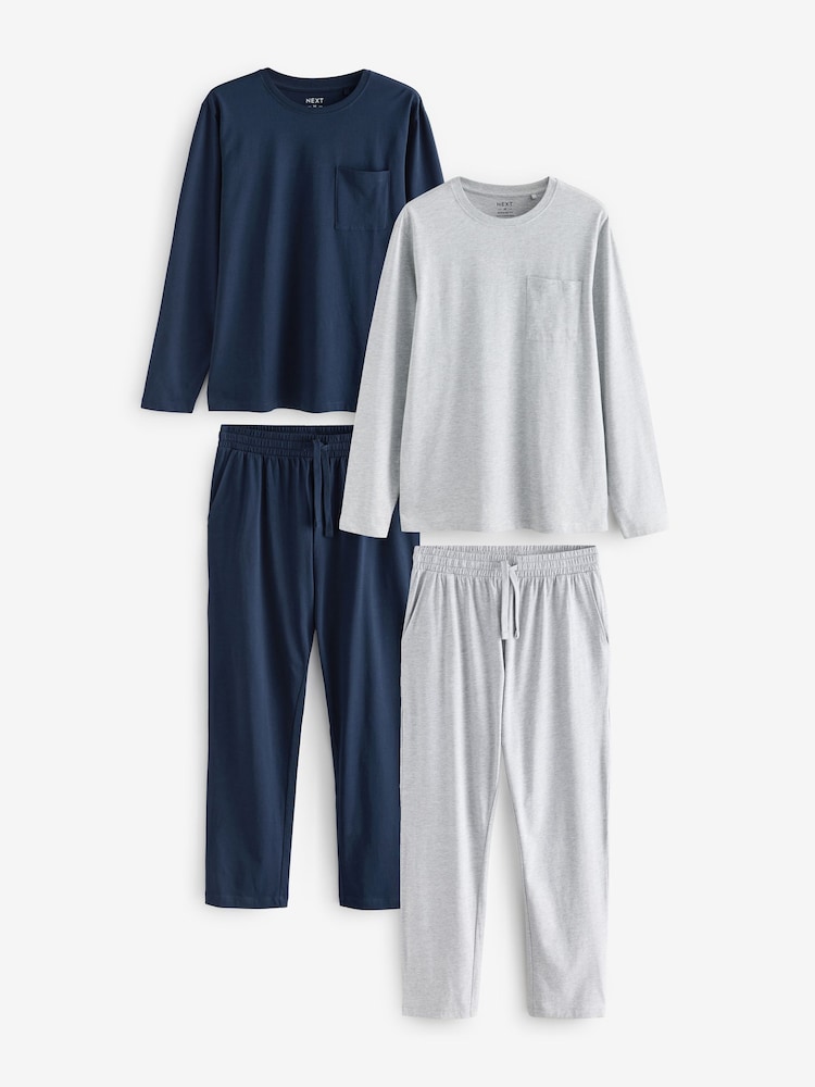 Bleu marine/gris - Ensemble pyjama en jersey à manches longues - Image 1 de 12