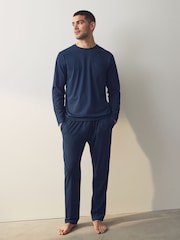 Bleu marine/gris - Ensemble pyjama en jersey à manches longues - Image 2 de 12
