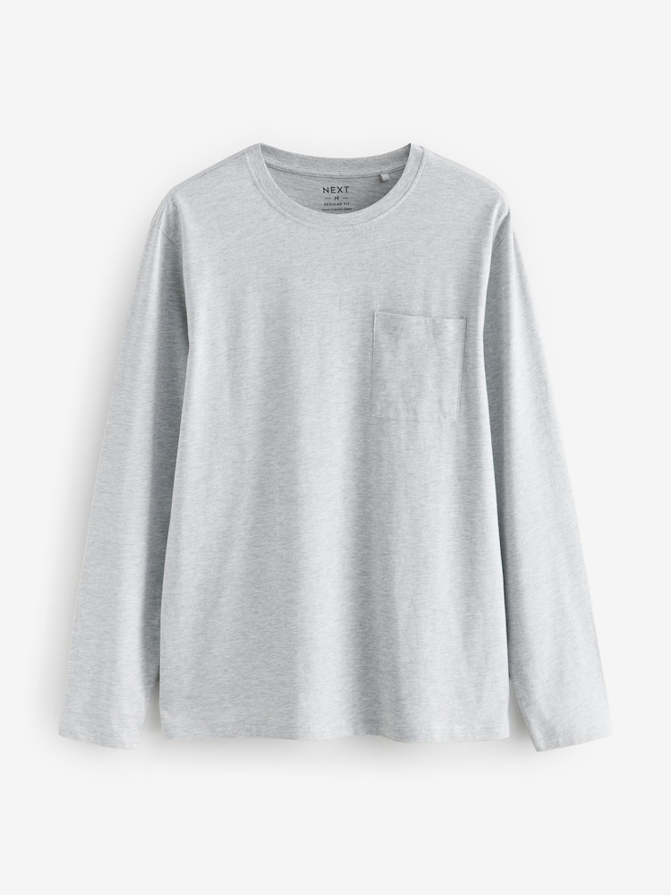 Navy Blue/Grey Long Sleeve Jersey Pyjamas Set - Image 8 of 12