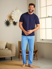 Blue Stripe Short Sleeve Jersey Pyjamas Set - Image 1 of 10