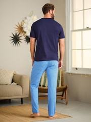 Blue Stripe Short Sleeve Jersey Pyjamas Set - Image 2 of 10