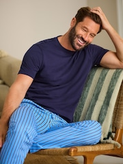 Blue Stripe Short Sleeve Jersey Pyjamas Set - Image 3 of 10