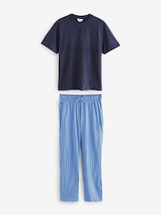 Blue Stripe Short Sleeve Jersey Pyjamas Set - Image 6 of 10