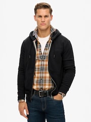 Superdry Black Essential Logo Slim Fit Zip Hoodie - Image 1 of 6