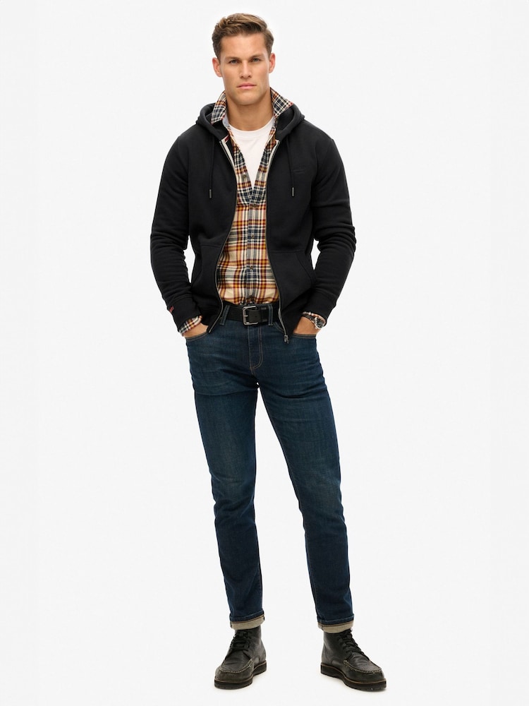 Superdry Black Essential Logo Slim Fit Zip Hoodie - Image 2 of 6