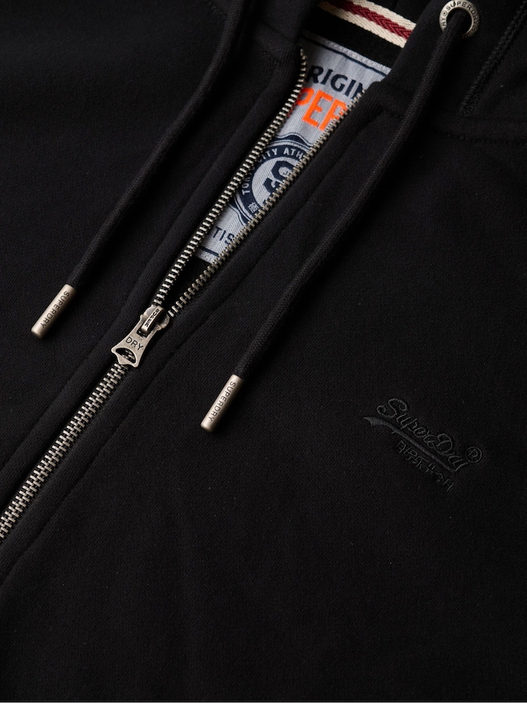 Superdry Black Essential Logo Slim Fit Zip Hoodie - Image 6 of 6