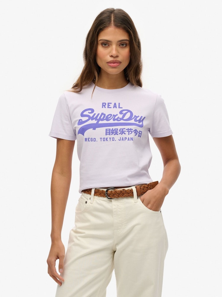 Superdry Purple VL Neon Slim Fit T-Shirt - Image 1 of 8