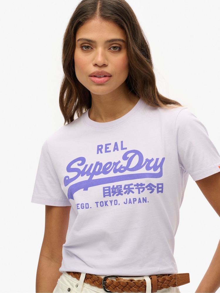 Superdry Purple VL Neon Slim Fit T-Shirt - Image 2 of 8