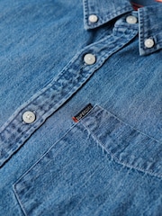Superdry Blue Essentials Long Sleeve Denim Shirt - Image 3 of 3