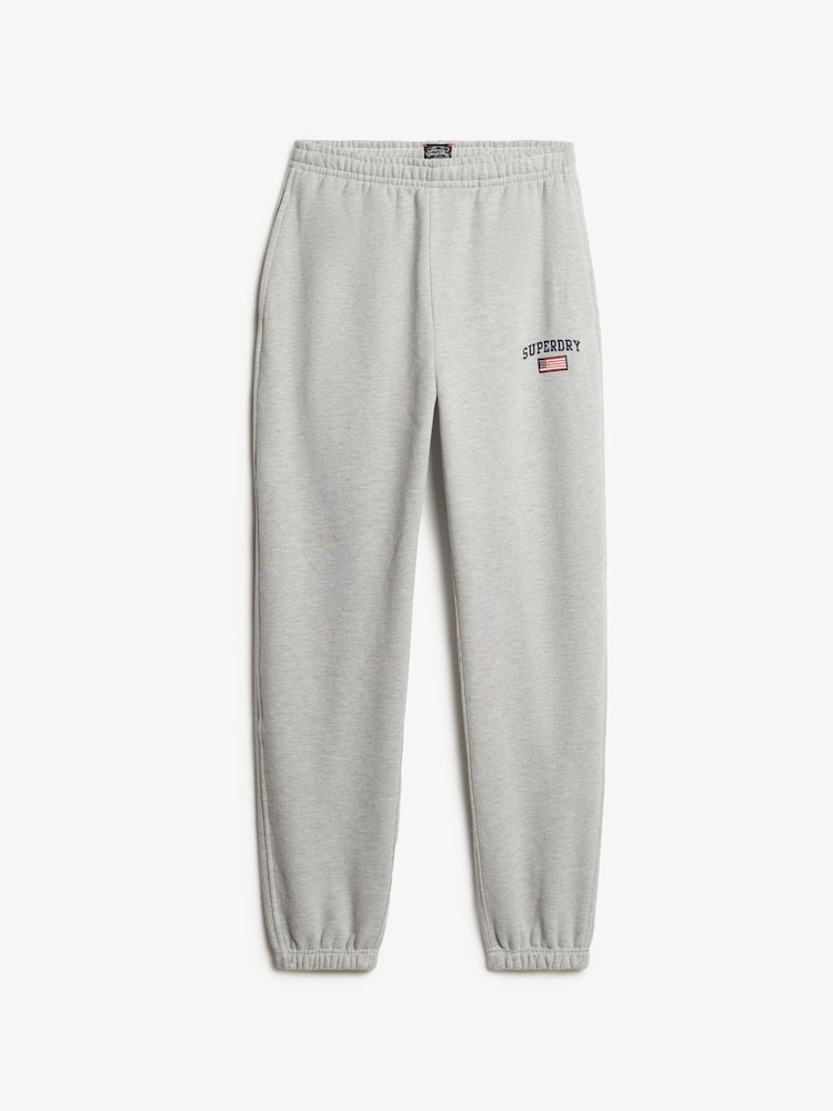 Superdry Grey Marl Ath Ess Boyfriend 100% Cotton Joggers - Image 1 of 2 Superdry Grey Marl Ath Ess Boyfriend 100% Cotton Joggers - Image 1 of 2