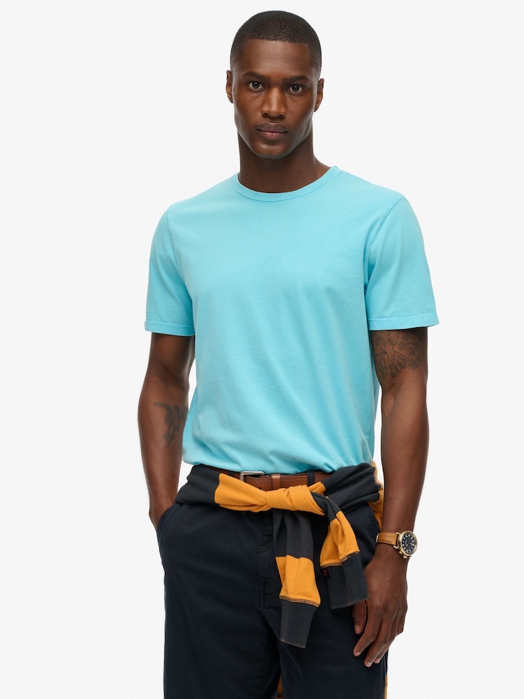 Superdry Blue Classic Essential Relaxed T-Shirt - Image 1 of 3 Superdry Blue Classic Essential Relaxed T-Shirt - Image 1 of 3