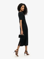 Superdry Black Short Sleeve V-Neck Midi Jersey 100% Cotton. Dress - Image 2 of 6