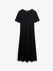 Superdry Black Short Sleeve V-Neck Midi Jersey 100% Cotton. Dress - Image 5 of 6